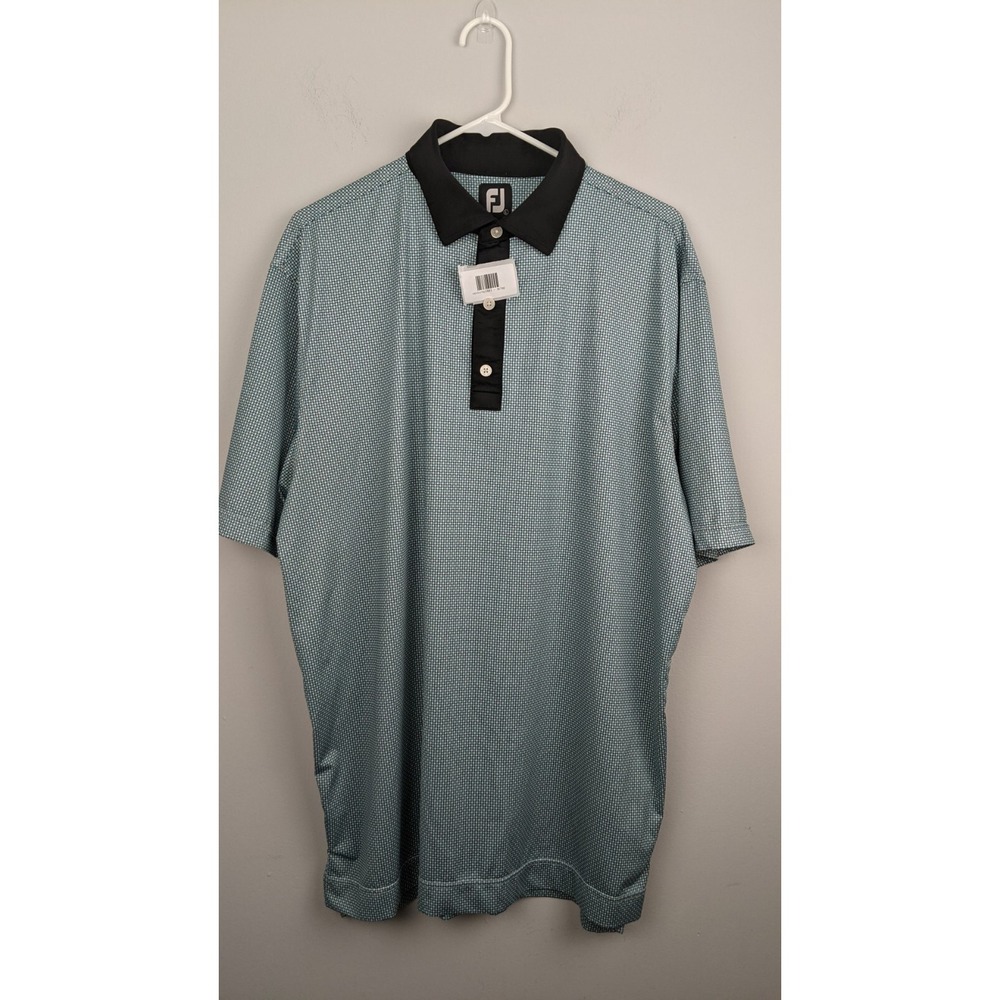 FootJoy Men's‎ Blue Patterned Golf Polo Shirt Large Vietnam Made Lightweight